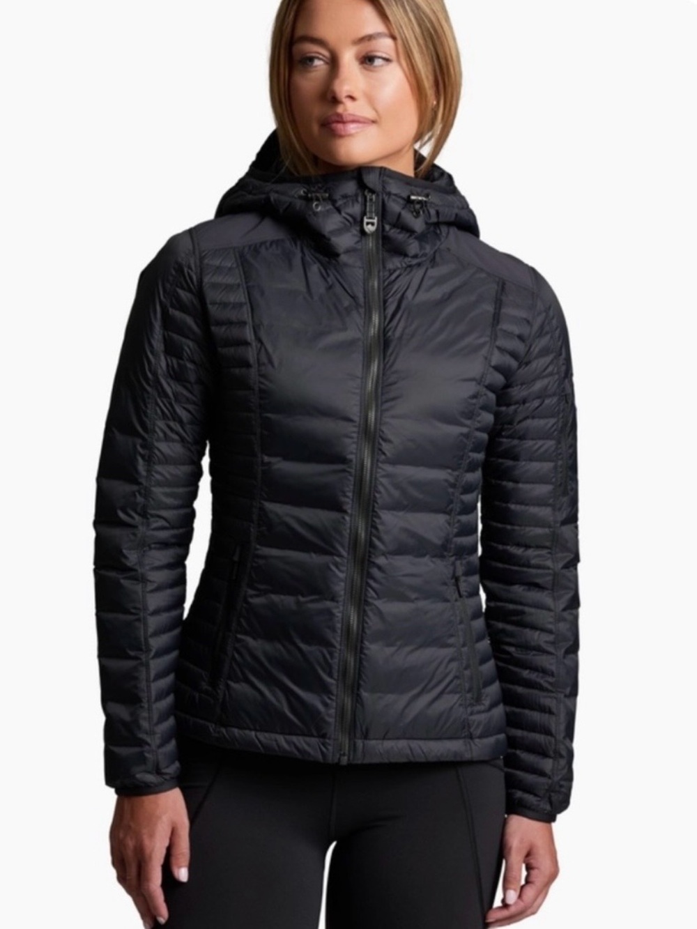 Kuhl Black Quilted Hooded Women's Puffer Jacket Spyfire Hoody